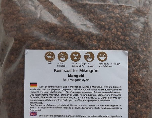 Bio-Keimsaat Mangold, für Microgreens, 250 g